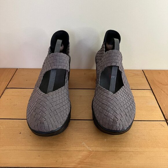 Bernie Mev Lulia Grey Woven Platform Mary Jane Shoes Wedge Heel EU 38 US 7 - Picture 2 of 7